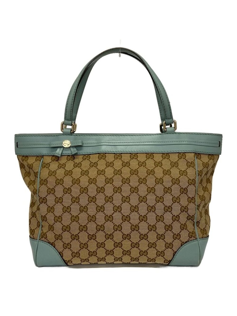 Gucci Tote Bag Mayfair Beige Brown Blue Gray Ribbon Leather